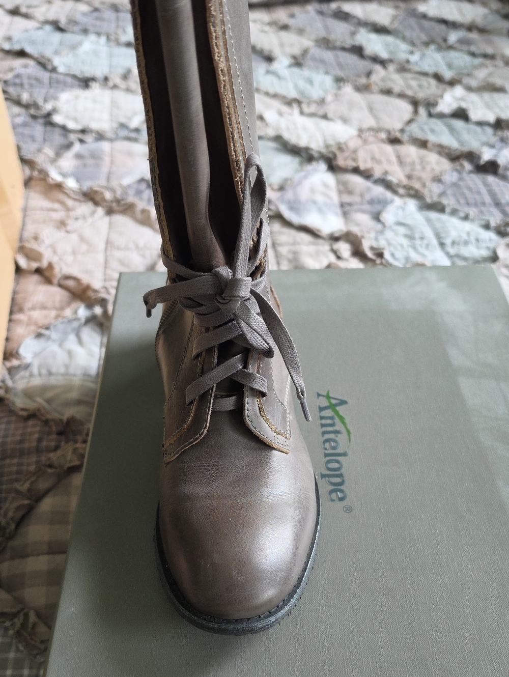 Antelope Lace-Up Knee Boot in Taupe Gray